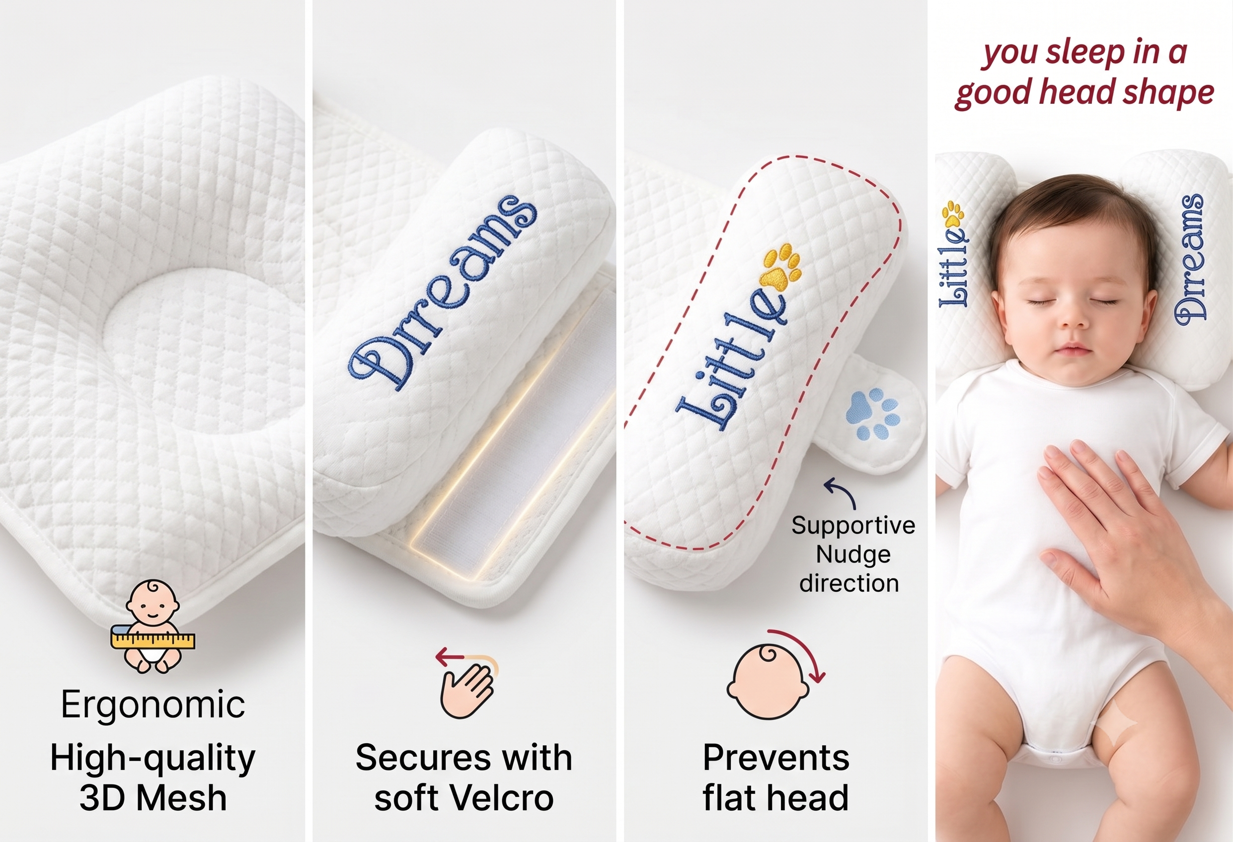 Baby Neck Support & Side Sleeper Bolster Pillow for Newborns (0–12 Months)